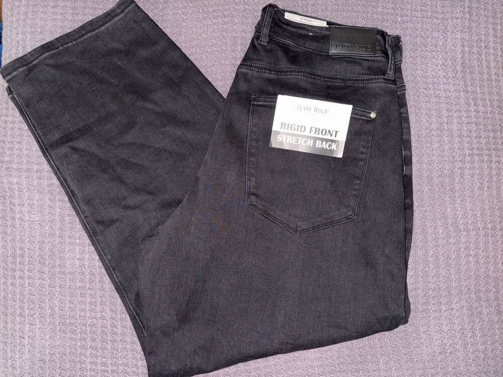 Judy Blue Marlow Arc Leg Black Jeans Size 14W Rigid Front Stretch Back